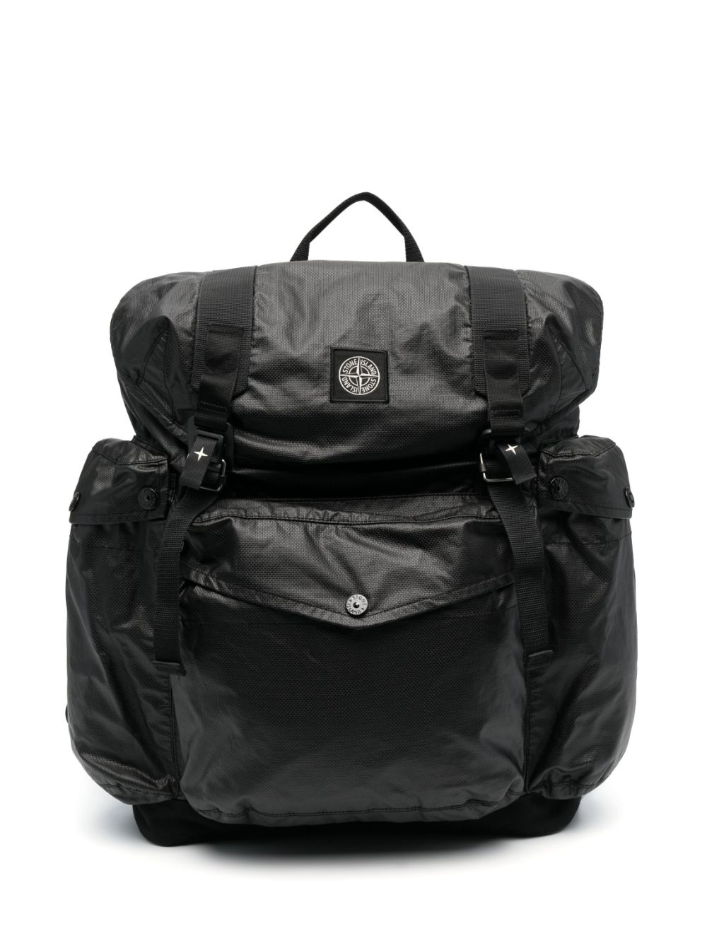 Stone Island Logo-embellished Multi-pocket Backpack In Schwarz