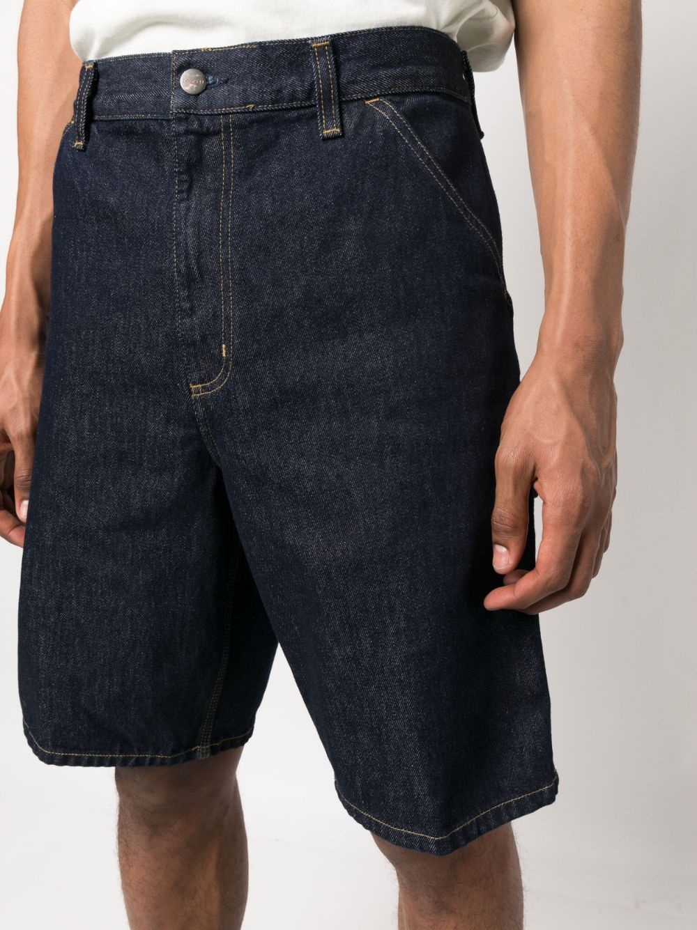 Shop Carhartt Logo-patch Denim Cargo Shorts In Blue