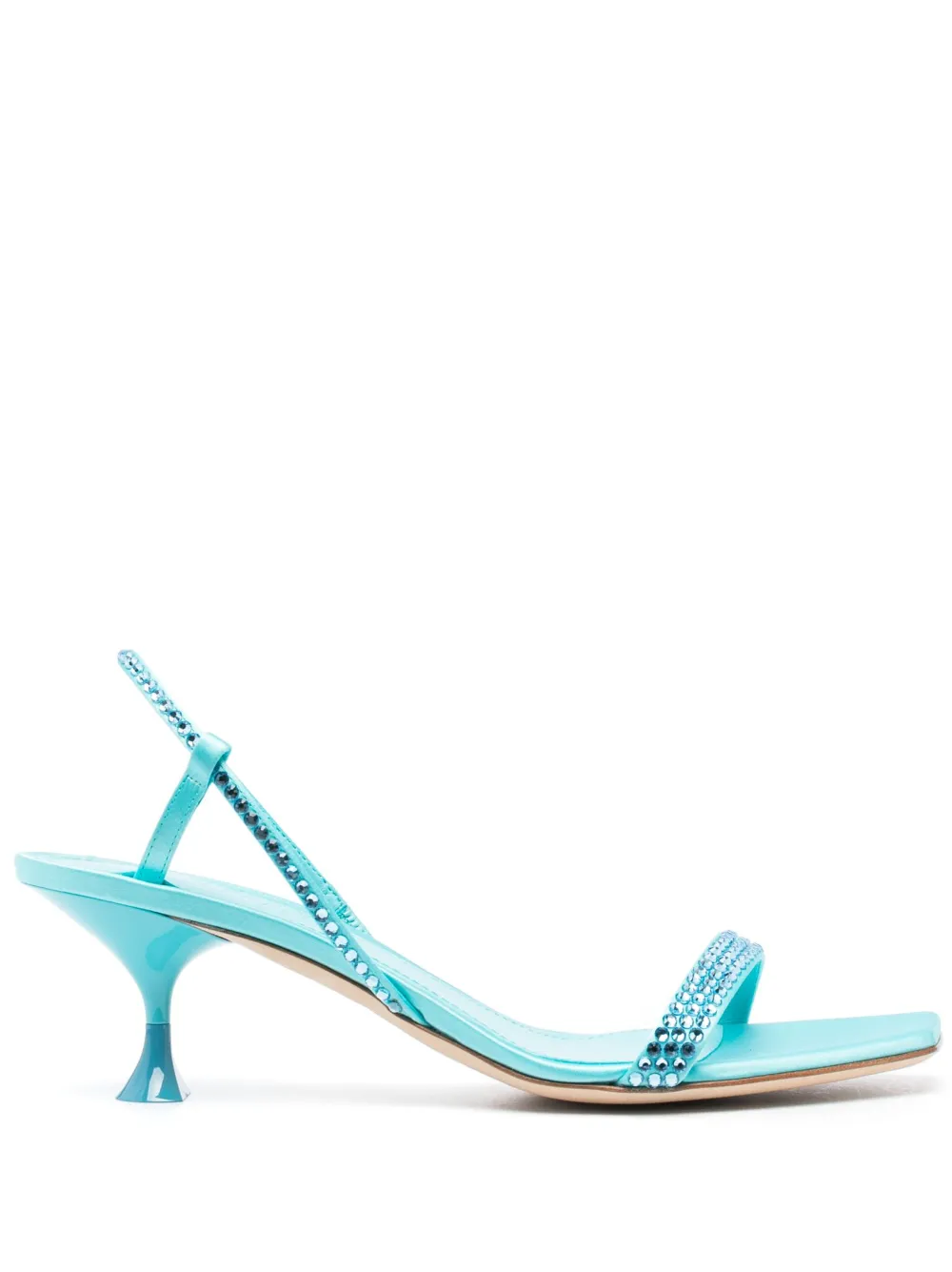 Shop 3juin Tami Satin Crystal-embellished Sandals In Blue