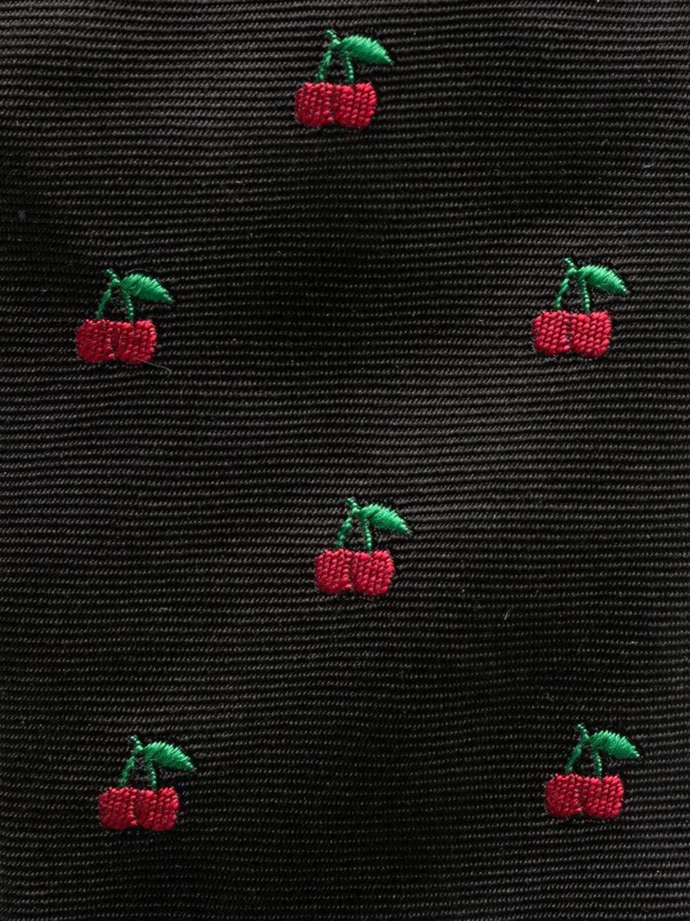 Paul Smith cherry-embroidered jacquard silk tie - Zwart