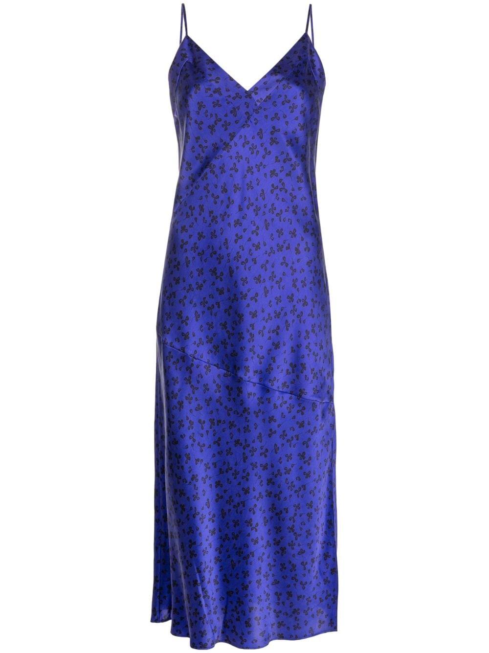 Equipment Floral-print Sleeveless Midi Dress In Blue