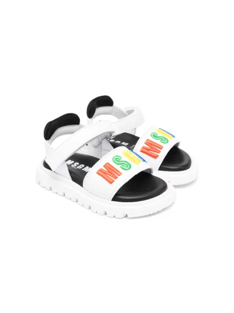 MSGM Kids sandales en cuir à logo brodé