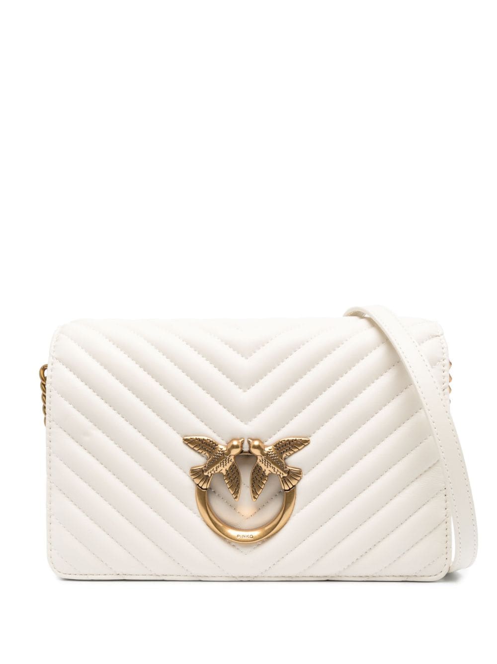 Pinko Love Click Quilted Shoulder Bag In Neutrals