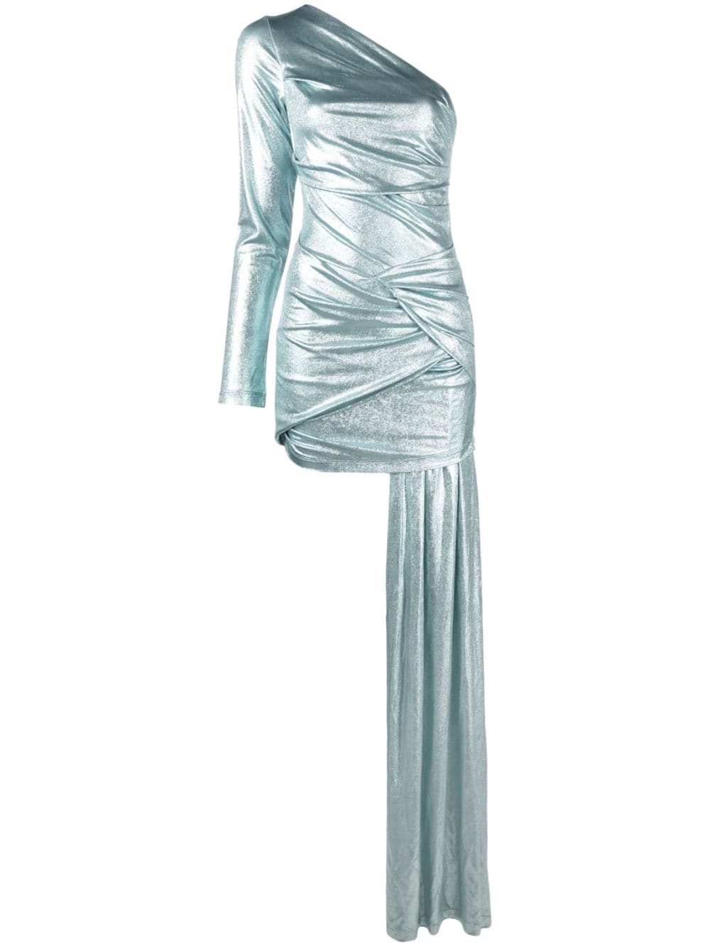 Shop Off-white One-shoulder Minidress In Blue
