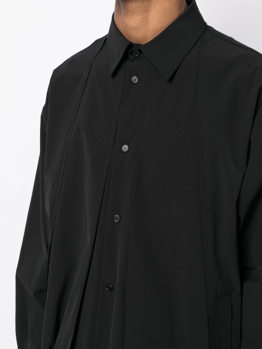 Shop Songzio Folded-detail Long-sleeve Shirt In Black