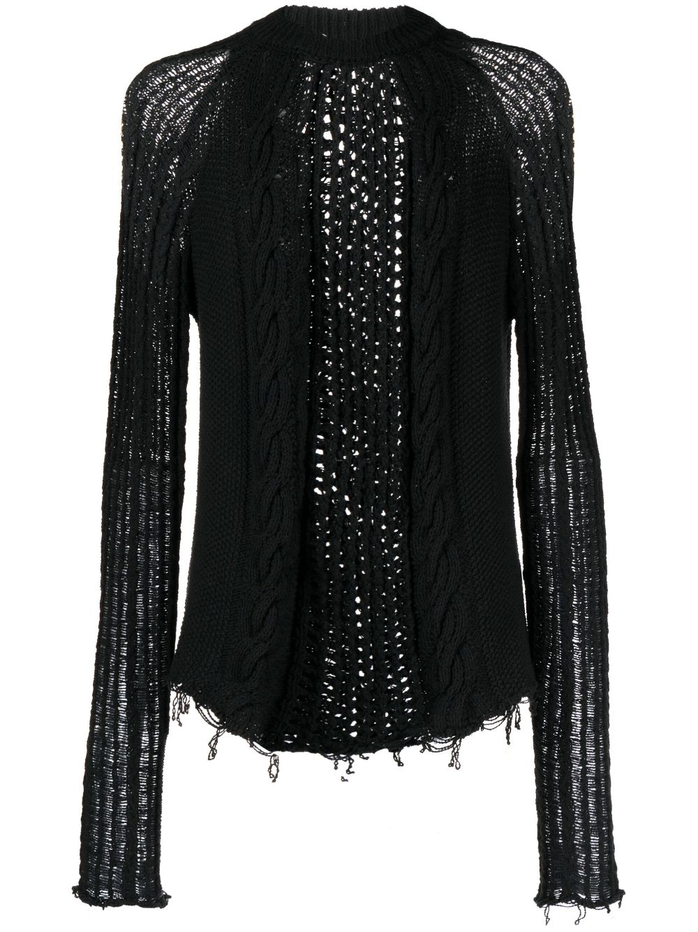 BALMAIN DISTRESSED CABLE-KNIT JUMPER
