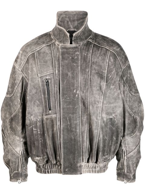 Manokhi high-neck leather jacket