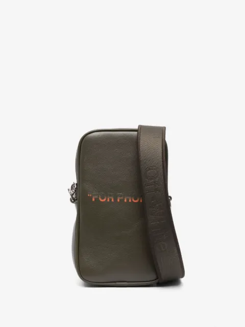Off-White slogan-print leather bag 