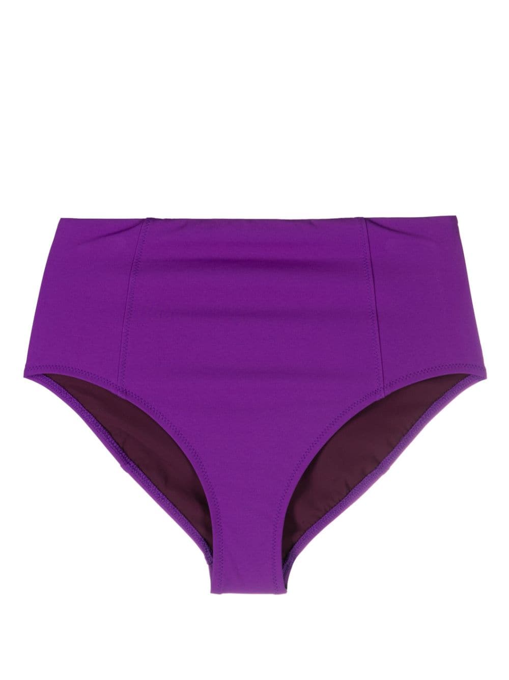 Shop Ulla Johnson Plain High-waist Bikini Bottoms In Purple