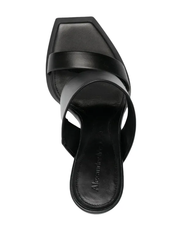 サンダル・ミュール alexander mcqueen Black leather Shard mules Alexander McQueen Shard 115mm Wedge Sandals | Black | FARFETCH