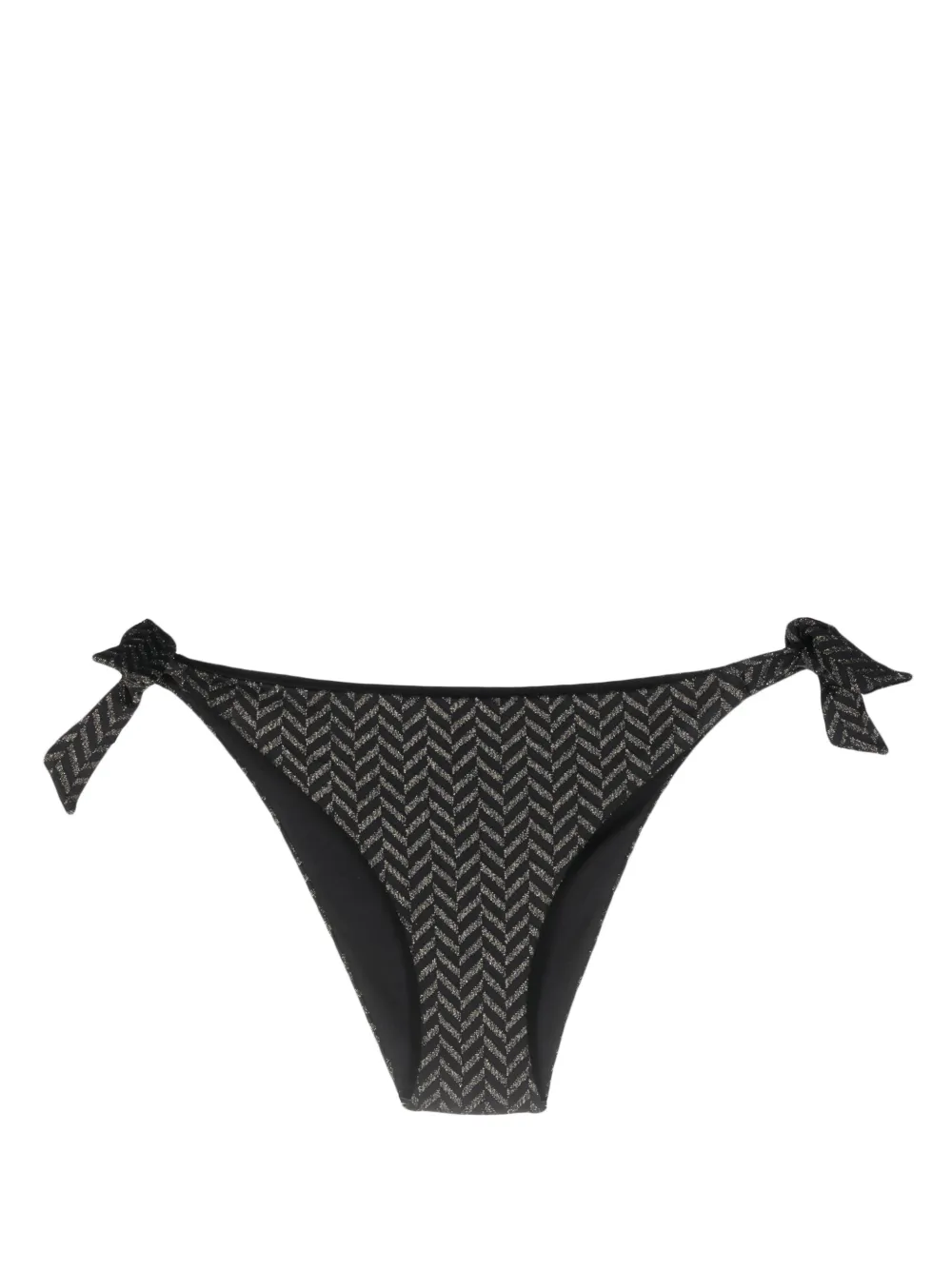 Twinset Herringbone-pattern Bikini Bottoms In Black  