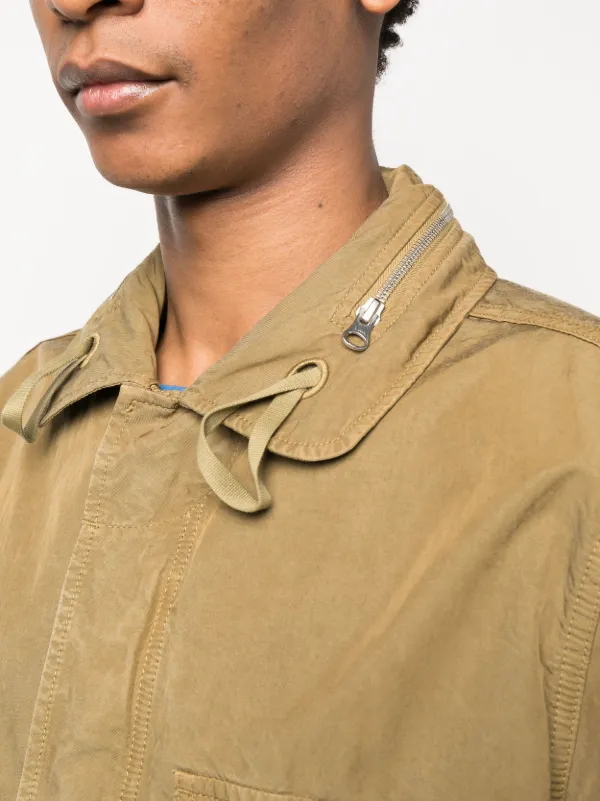 Stone Island Drawstring button fastening Shirt Jacket Farfetch