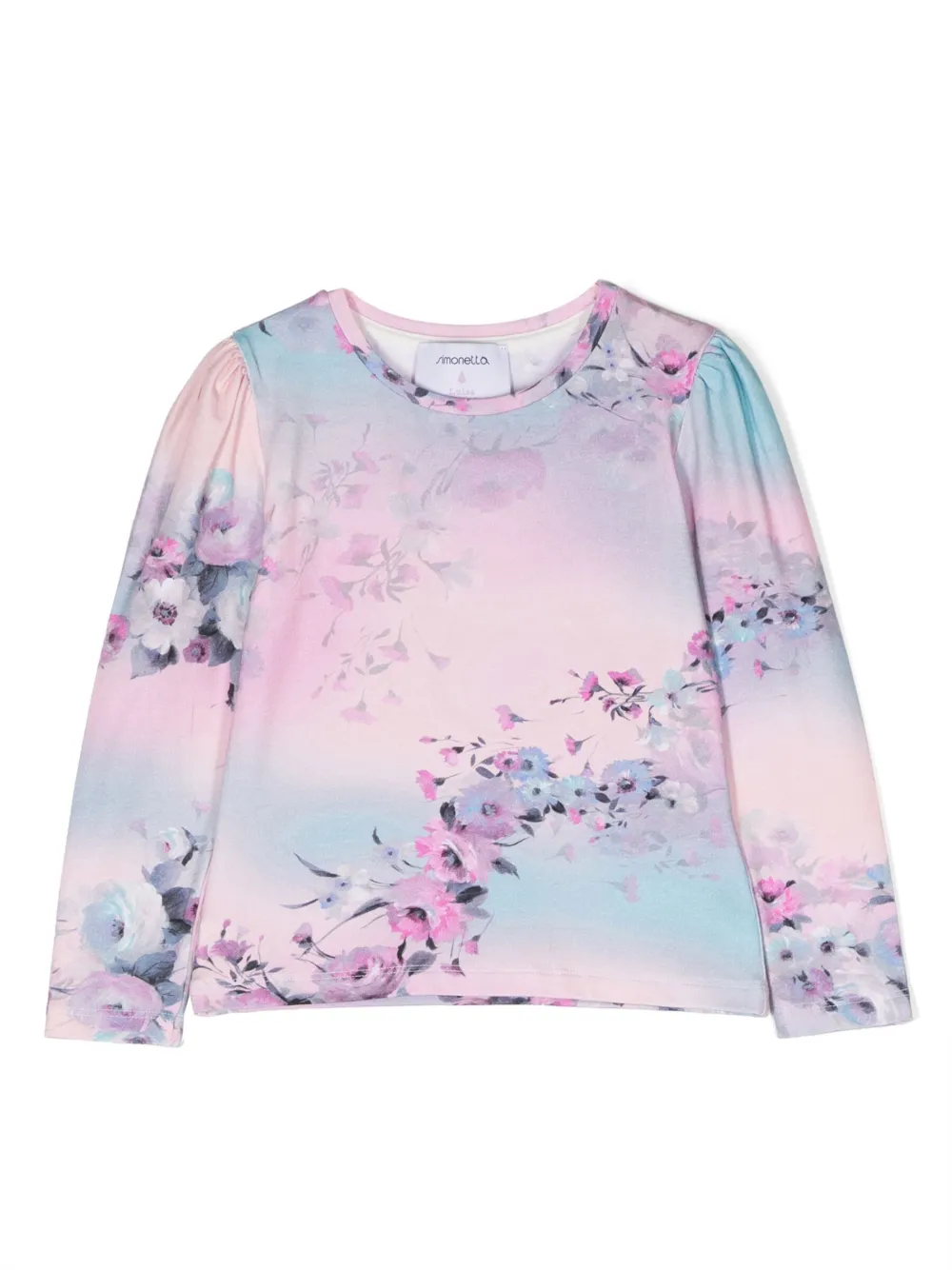 Simonetta Kids' Floral-print Long-sleeved T-shirt In Pink