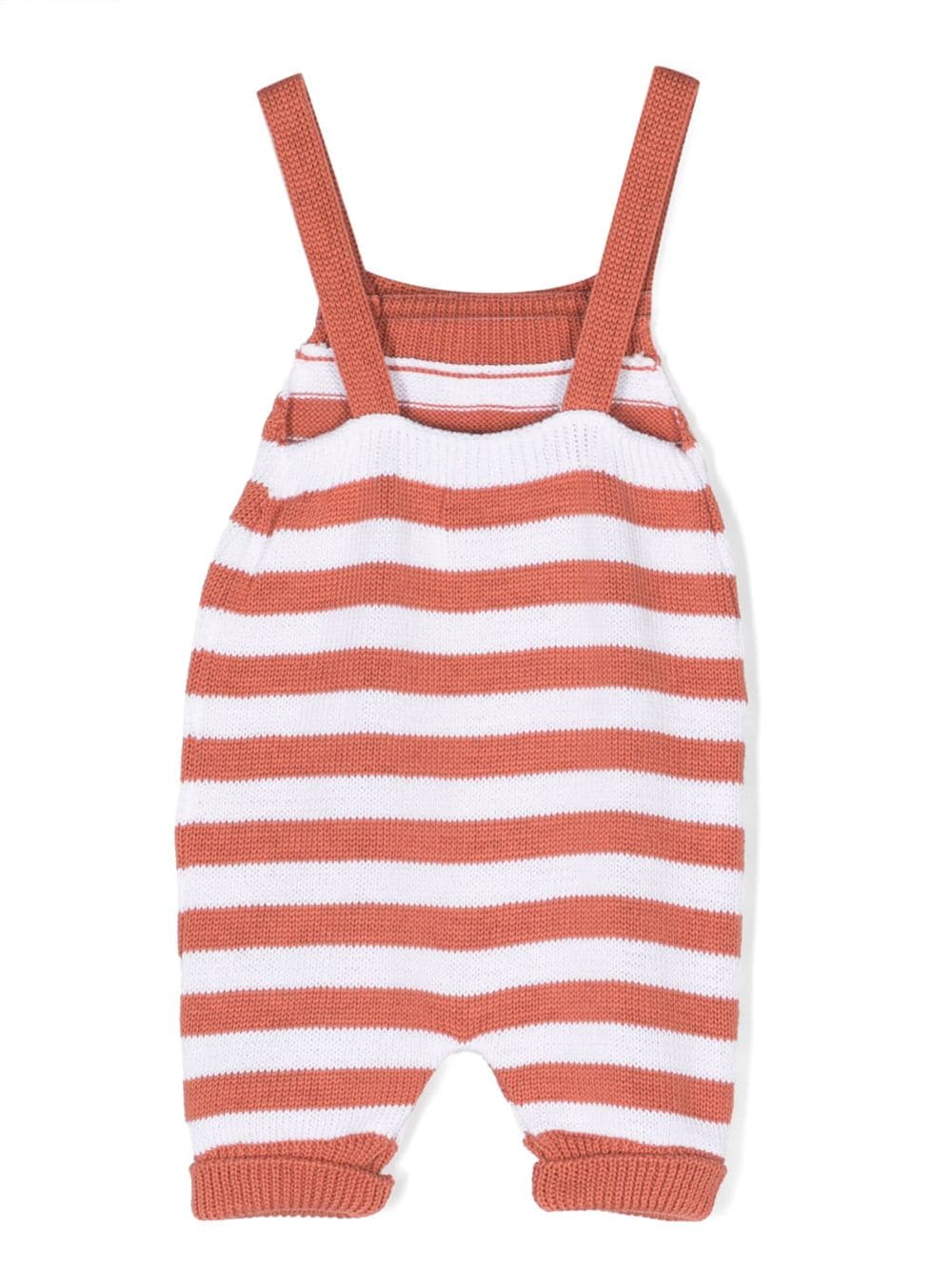 Shop Little Bear Striped Knitted Romper In Orange