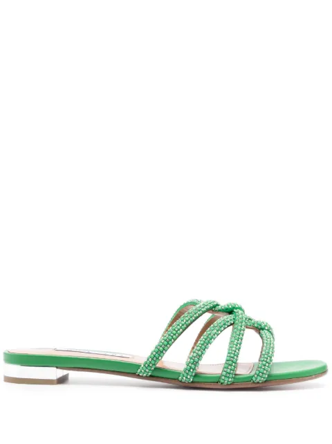 Aquazzura crystal-embellished flat mules 