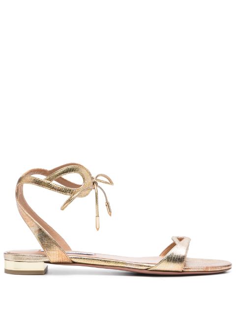 Aquazzura Tessa metallic leather flat sandals Women