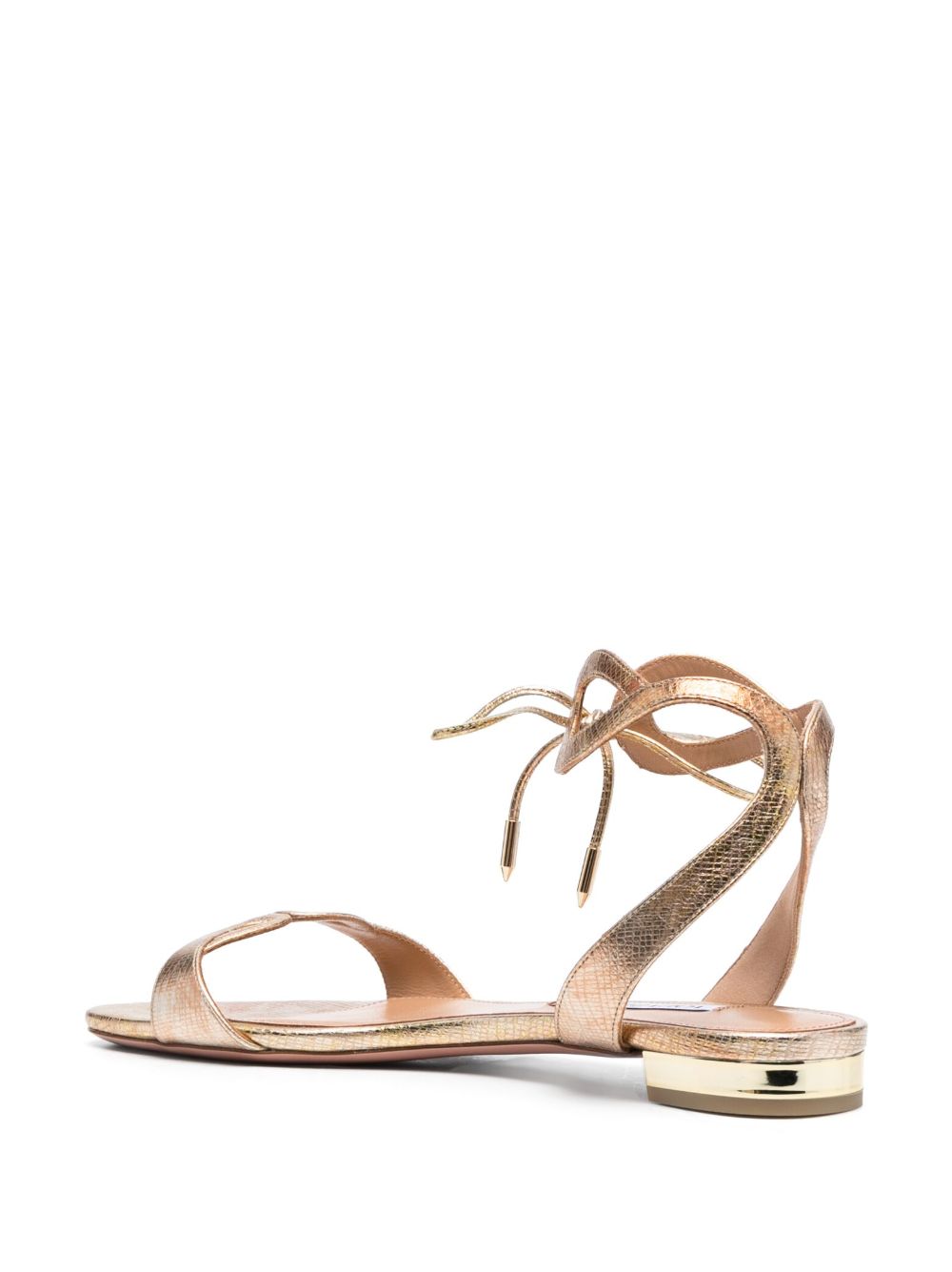 Aquazzura Tessa metallic leather flat sandals Women