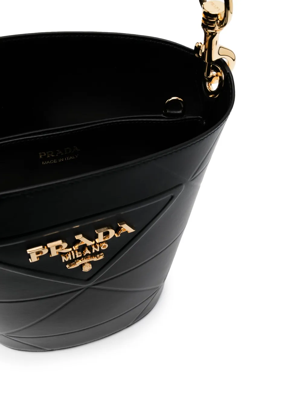 Prada Symbole Leather Bucket Bag In Black
