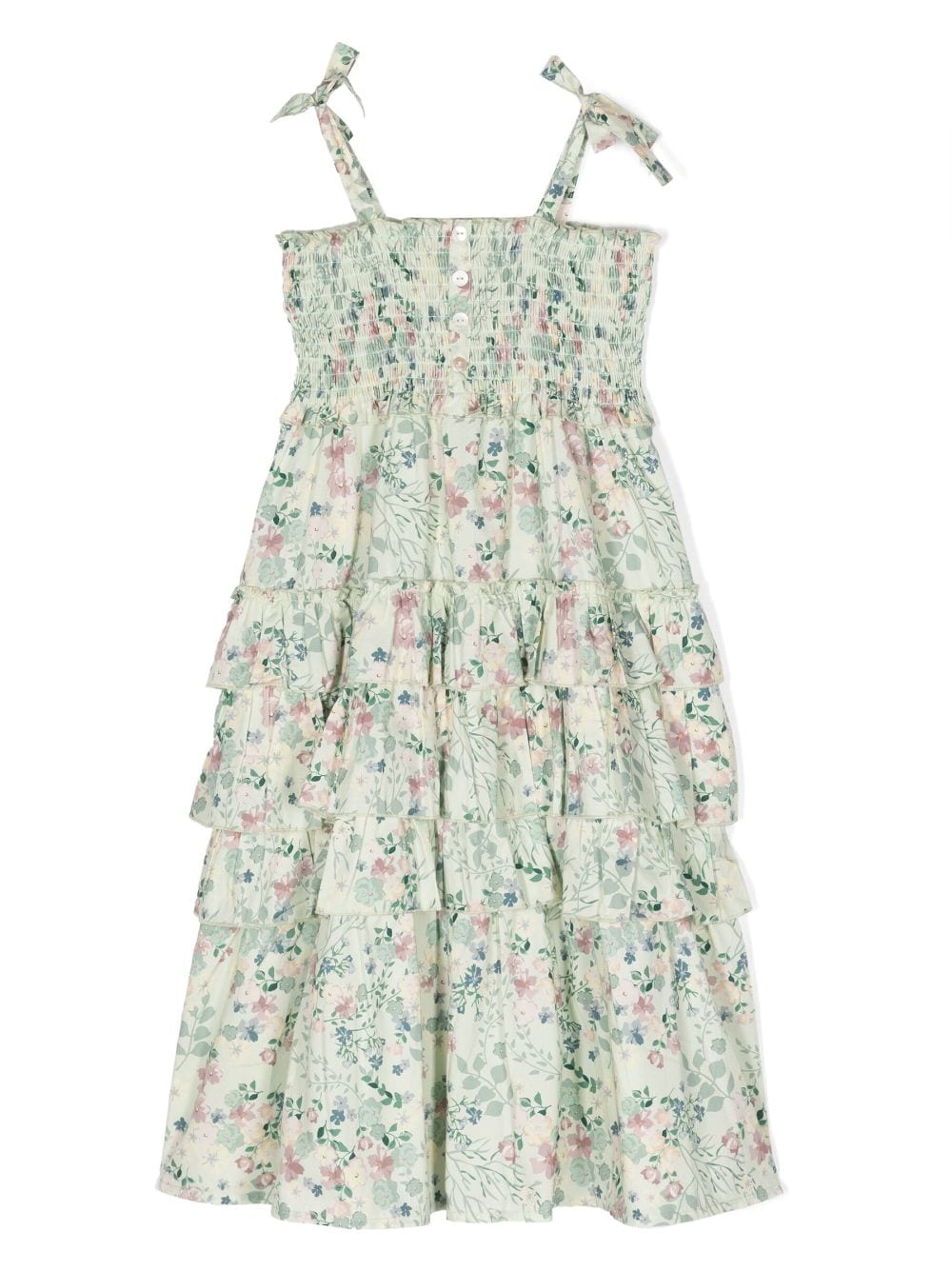 Coco Au Lait Kids' Green Dres For Girl With Flower Print