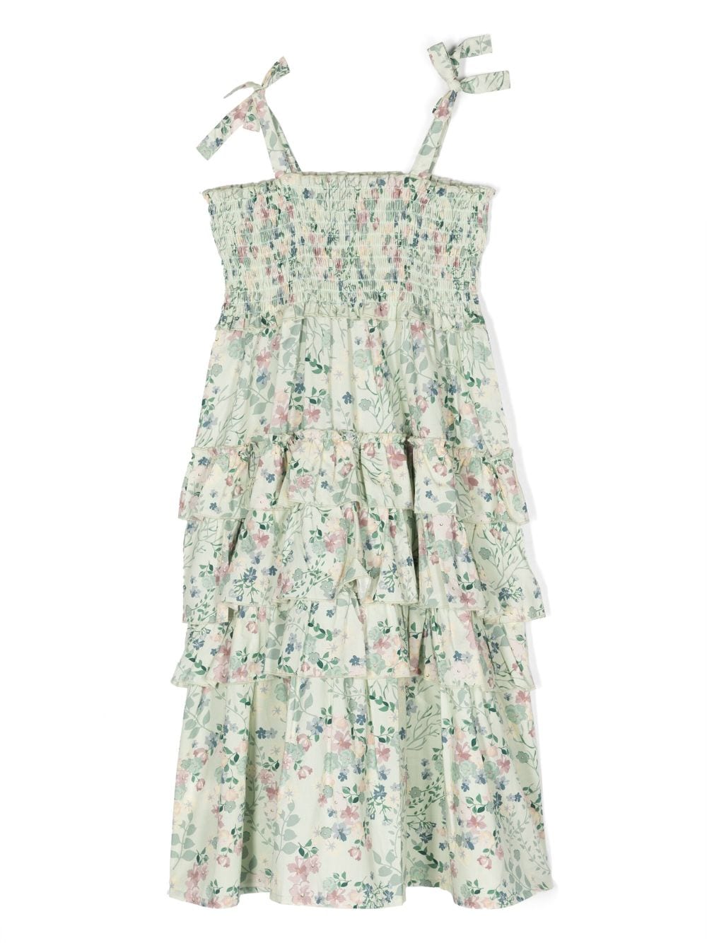 COCO AU LAIT flower-print tiered cotton dress - Groen