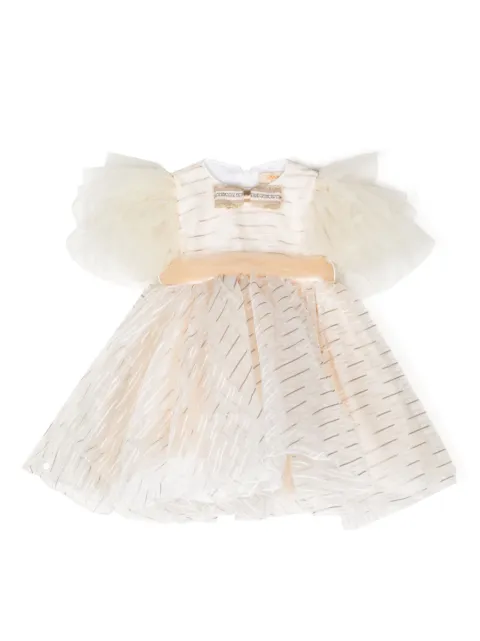 SPERANZA tulle-sleeves striped organza dress