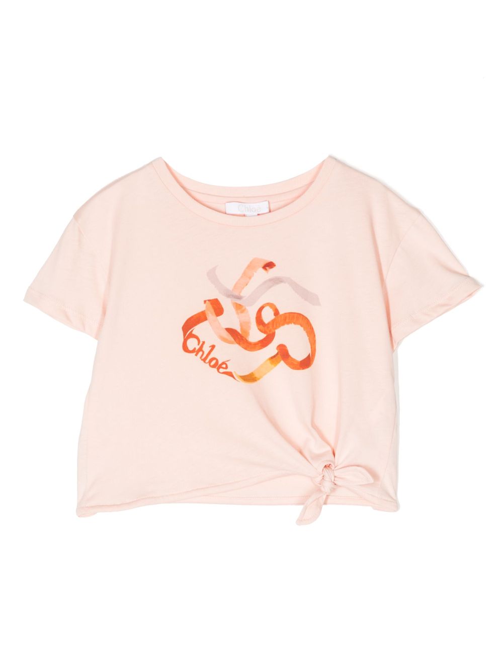 Chloé Kids logo-print cotton T-shirt - Pink