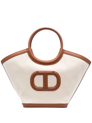 TWINSET logo-embossed Cotton Tote Bag - Farfetch
