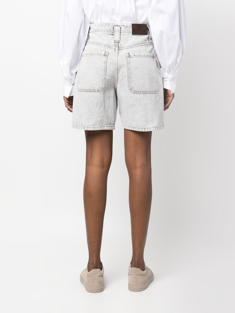 Shop Brunello Cucinelli Multiple-pocket Denim Shorts In Grey