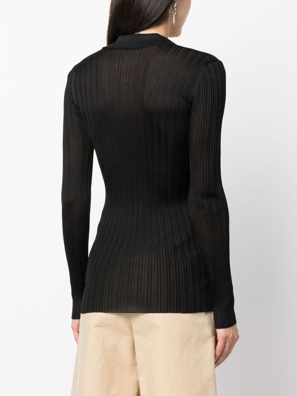 Shop Durazzi Milano V-neck Long-sleeve Knitted Top In Black