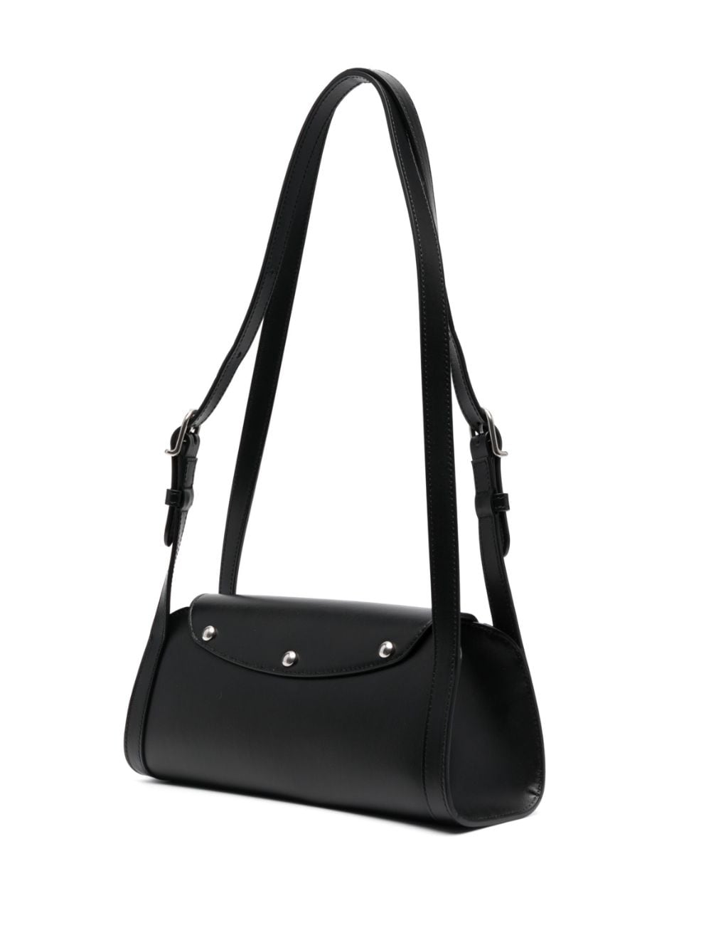 Shop Durazzi Milano Flip-lock Leather Shoulder Bag In Black