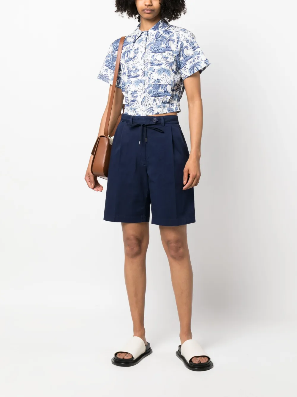 ASPESI Shorts met ceintuur - Blauw