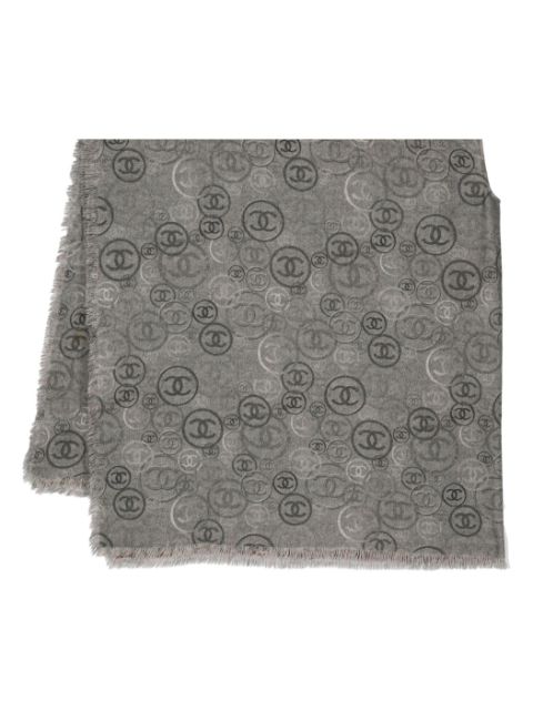 HOT SALE CHANEL 2010 CC logo-jacquard frayed cashmere cape Women