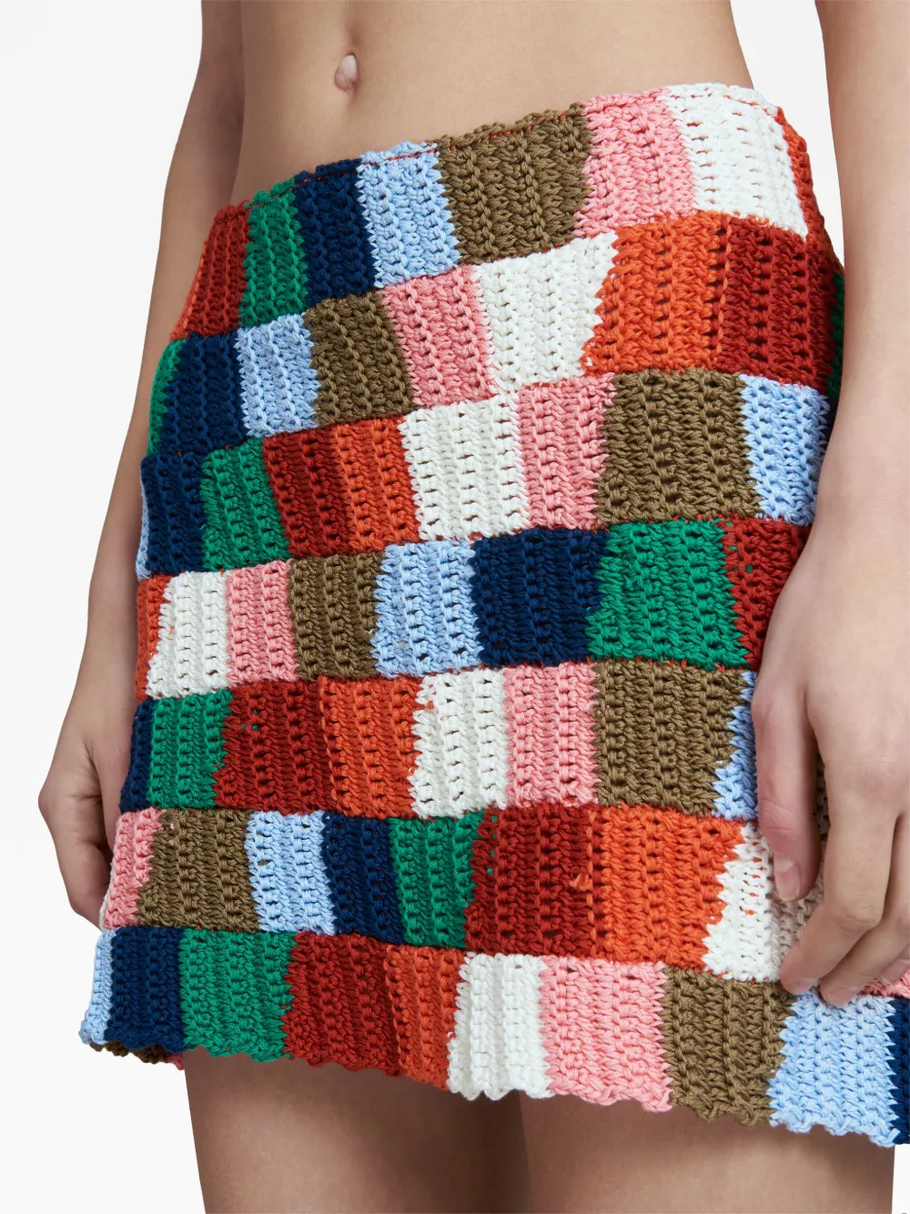 Marni Colour-block Knitted Skirt In Red