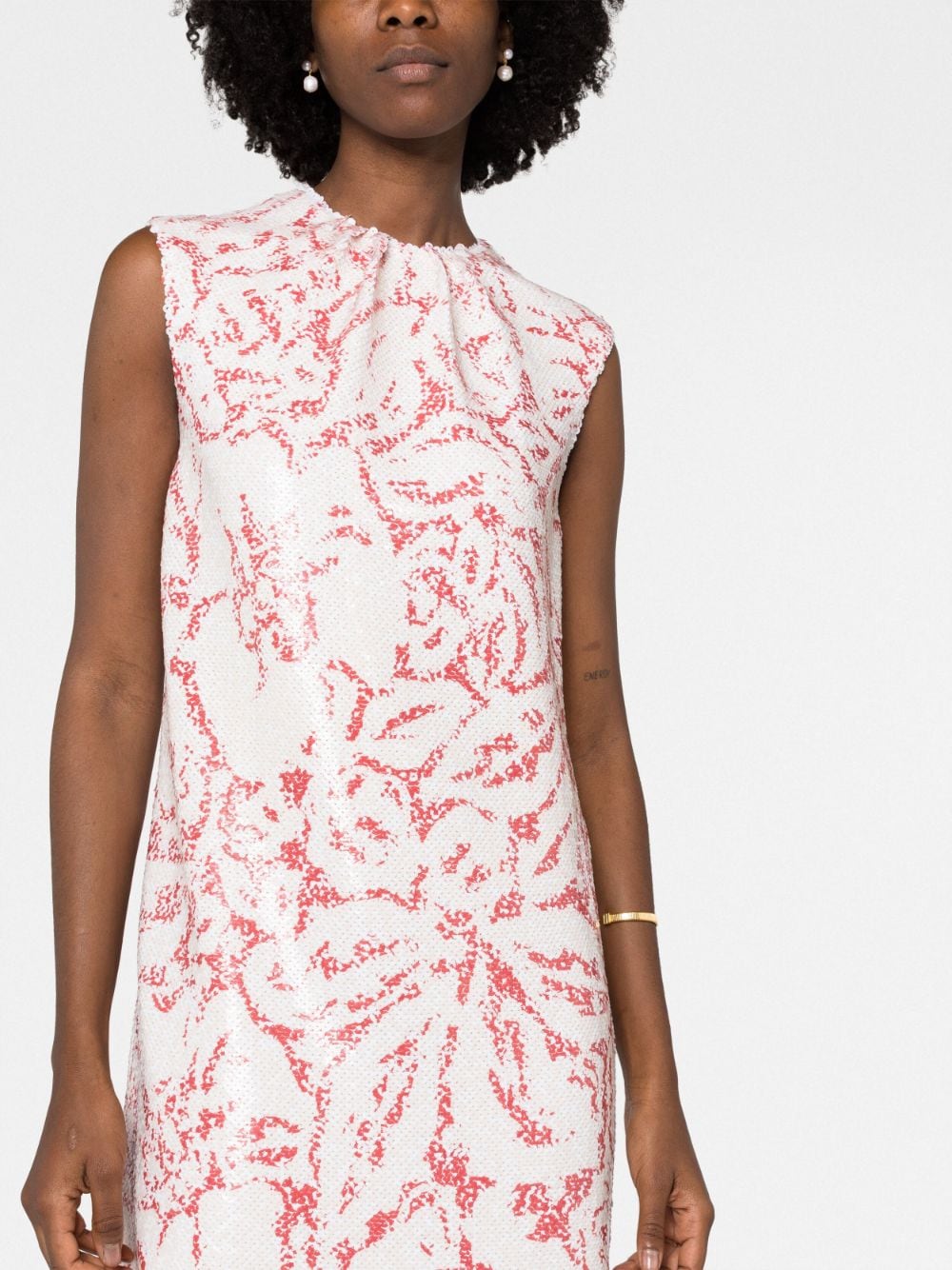 Shop Lanvin Sequinned Sleeveless Shift Dress In White