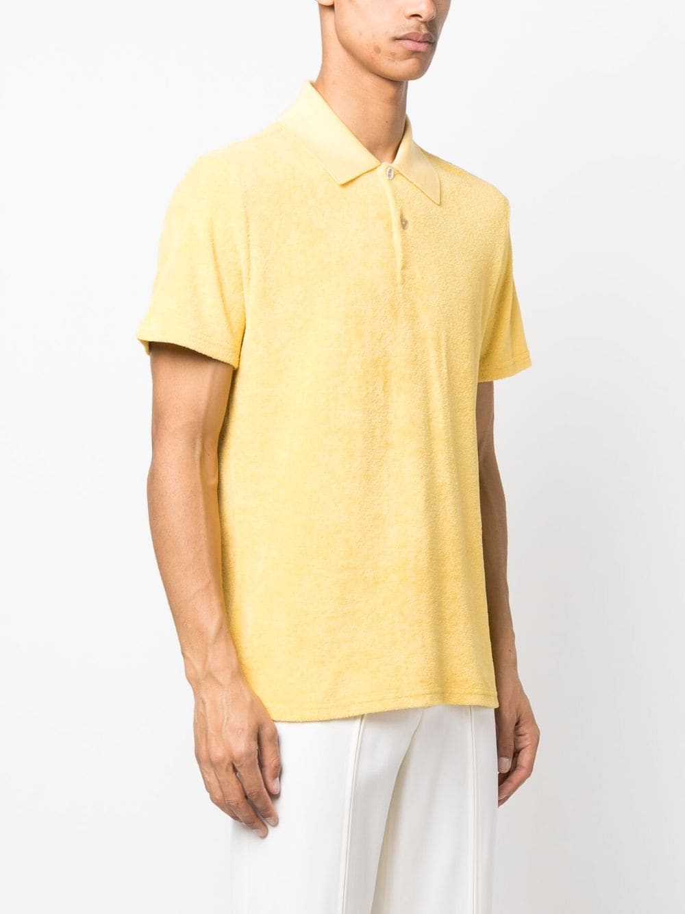 Shop Lanvin Logo-embroidered Terry-cloth Polo Shirt In Yellow