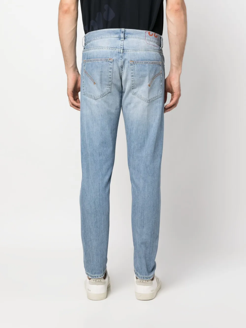 Dondup Faded Effect Tapered Jeans In Blue