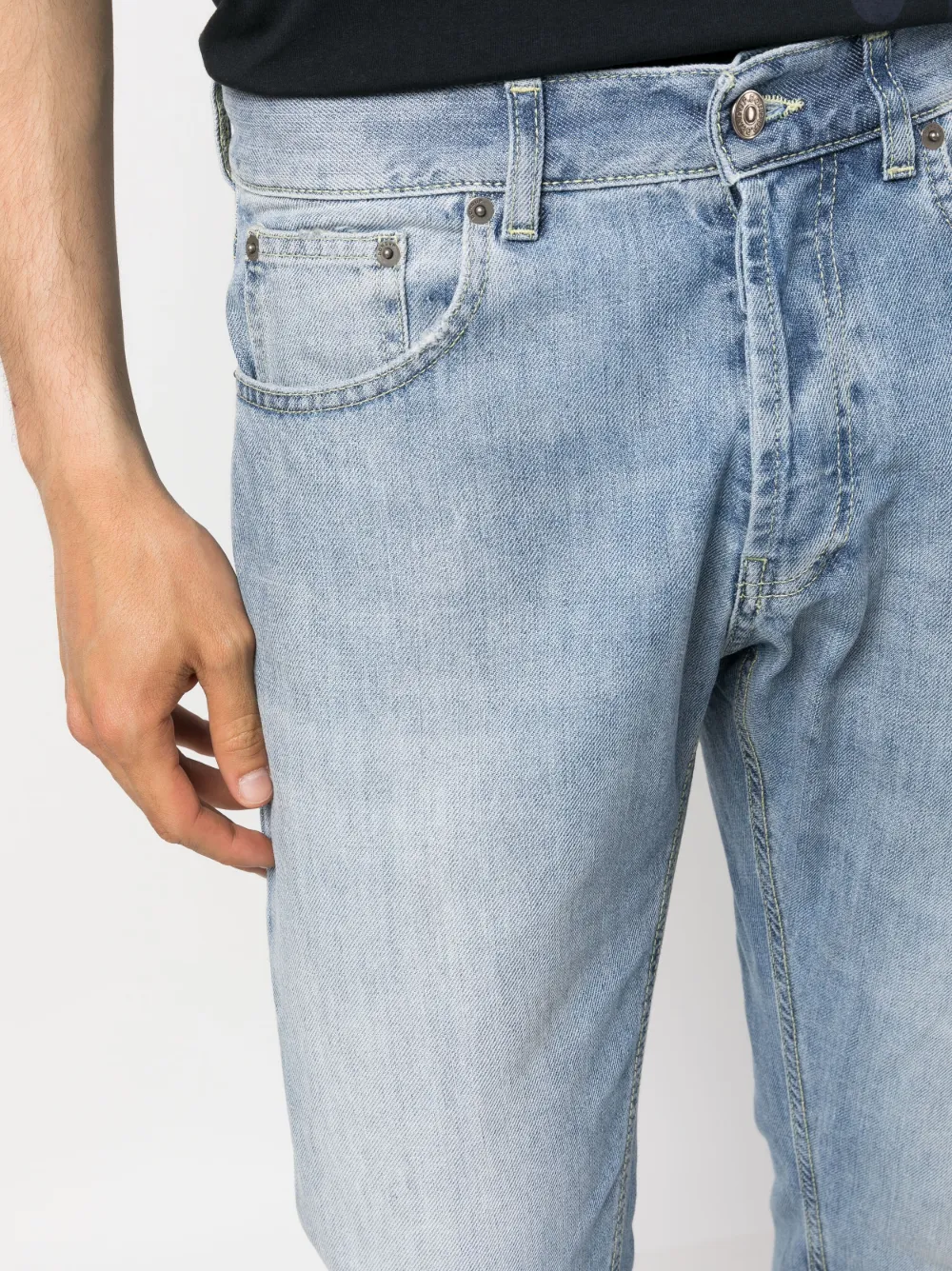 Dondup Faded Effect Tapered Jeans In Blue