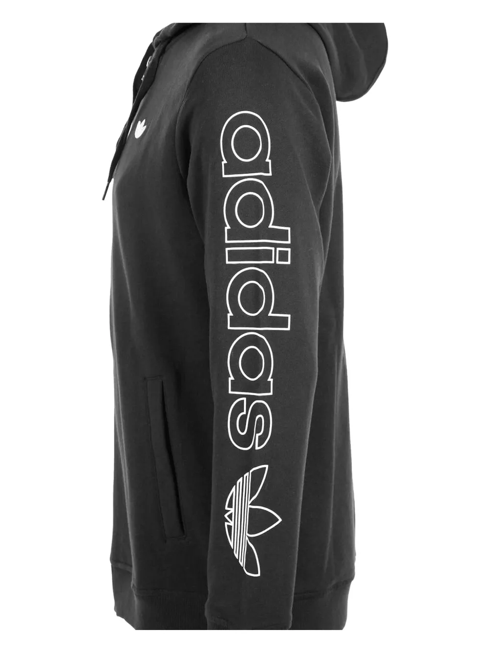 adidas logo-sleeve zip-up hoodie Zwart