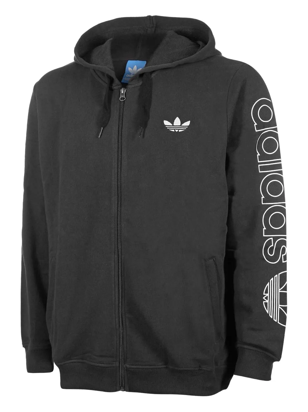adidas logo-sleeve zip-up hoodie Zwart