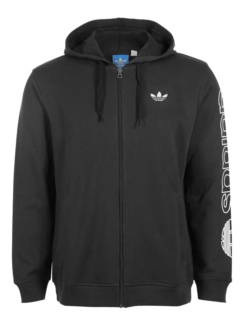 adidas logo-sleeve zip-up hoodie Zwart