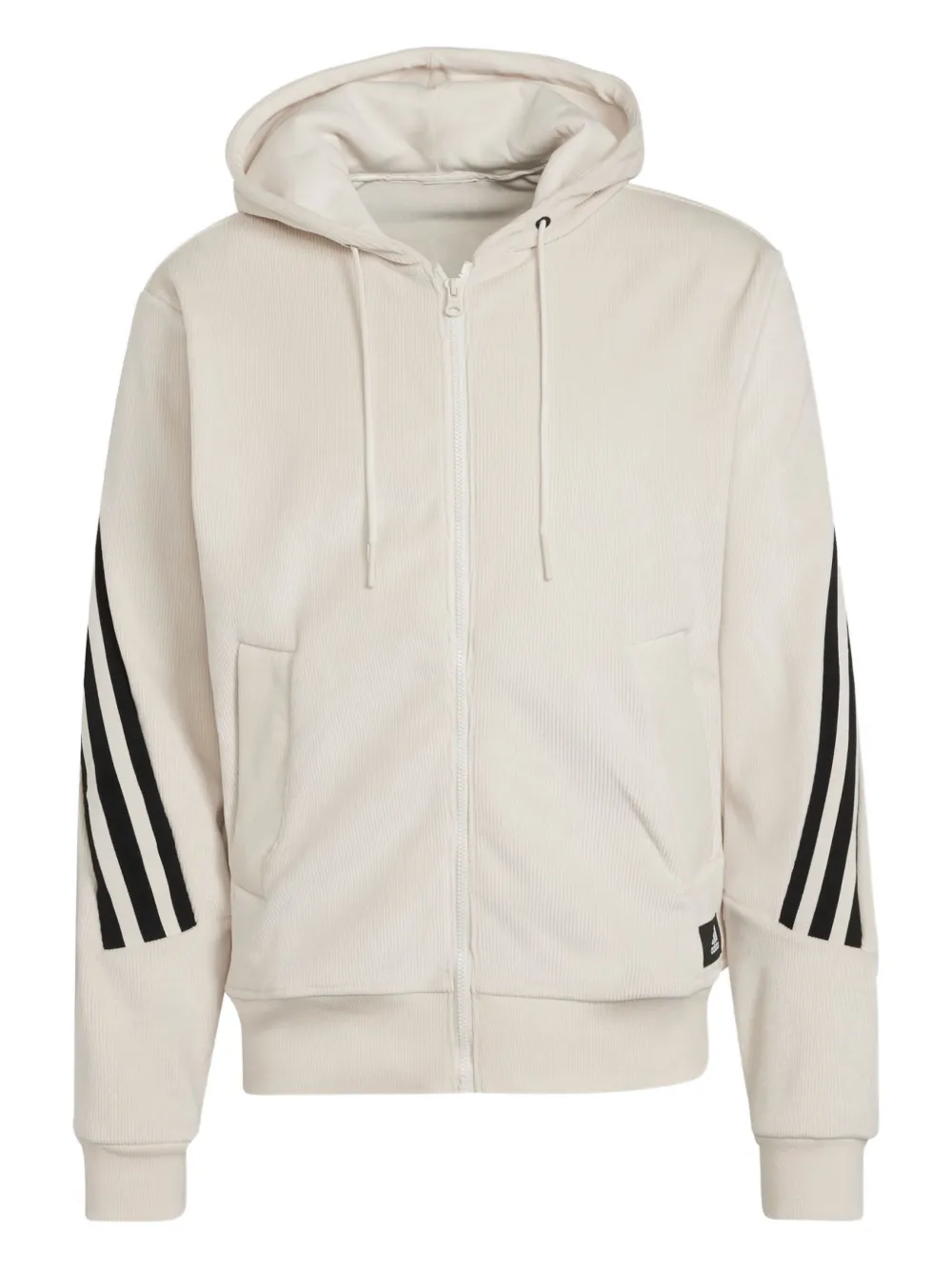 adidas ribbed-paneled zip-up hoodie Beige