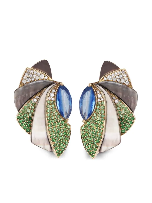 Ananya 18kt Yellow Gold Demi Mogra Multi-stone Ear Cuffs