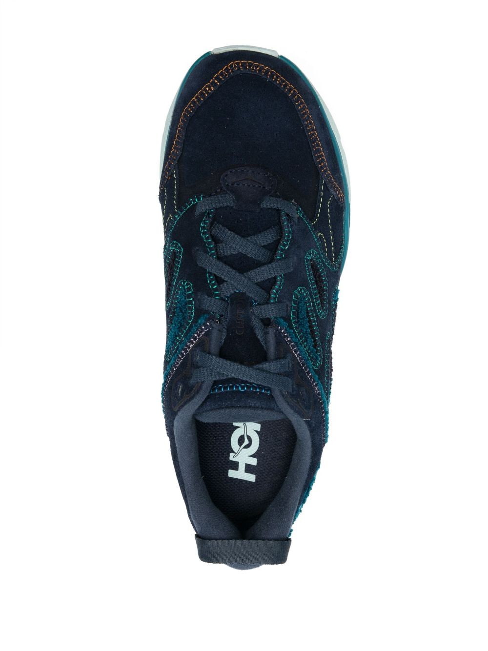 Shop Hoka One One Flocked-logo Low-top Sneakers In Blau
