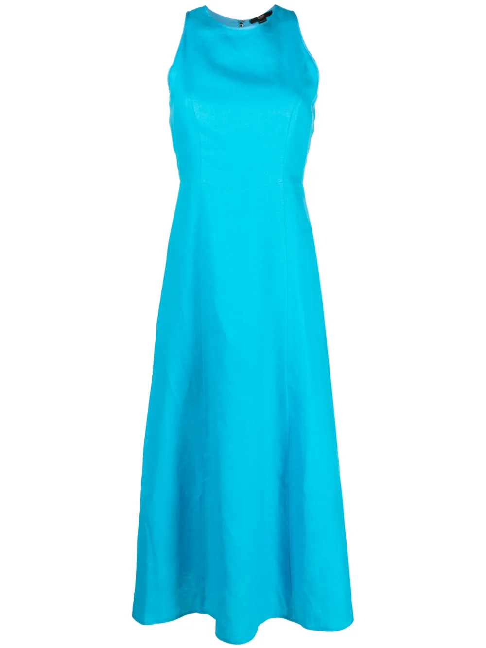 Seventy Long , Crewneck And Sleeveless Dress With Zip In The Back In Blue