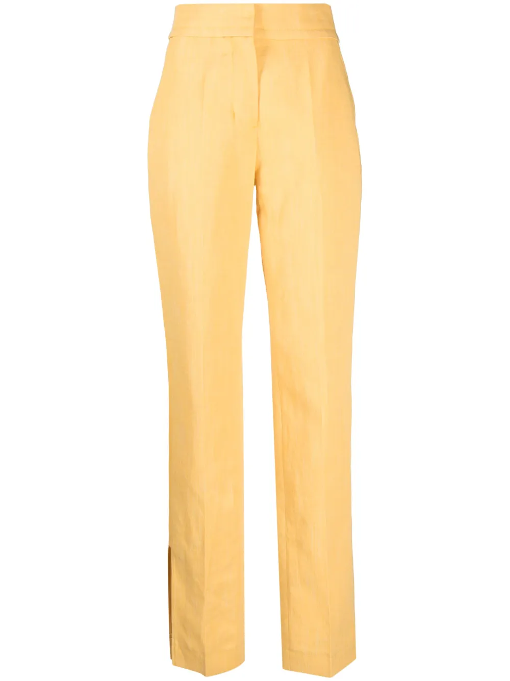 Jacquemus Tibau Linen-blend Straight-leg Pants In Yellow