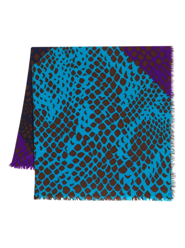 Saint Laurent Pre-owned 1980s Snakeskin Print Silk Scarf in Brown