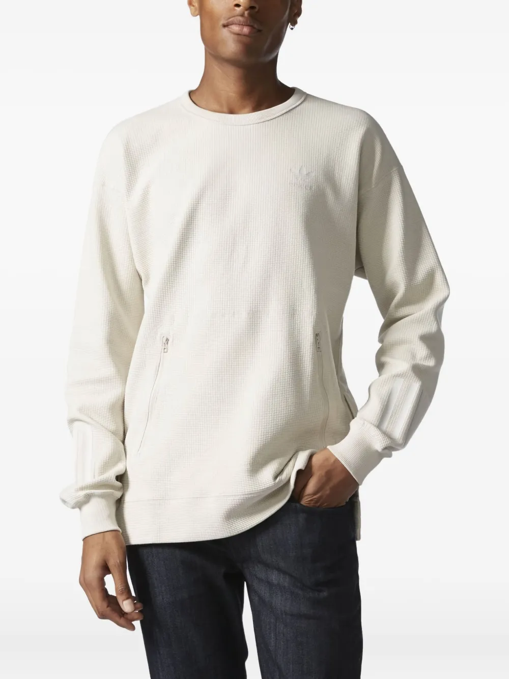 adidas waffle-texture pocket sweatshirt Beige