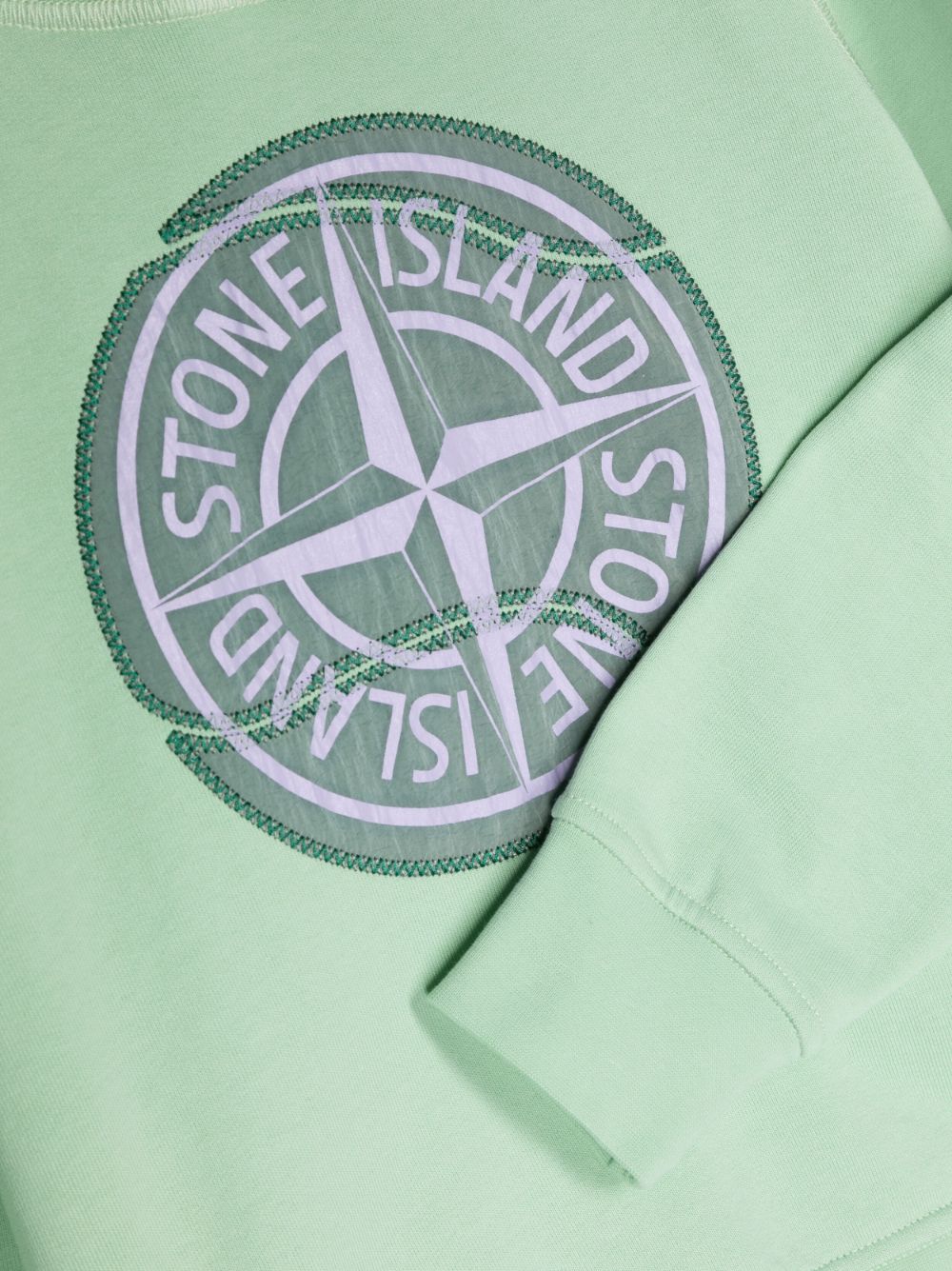 Shop Stone Island Junior Logo-patch Cotton Hoodie In Grün