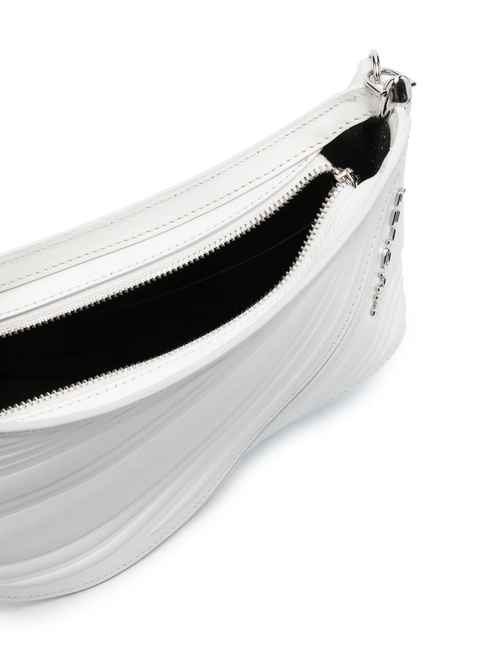 Shop Mugler Small Spiral Curve 01 Shoulder Bag In White