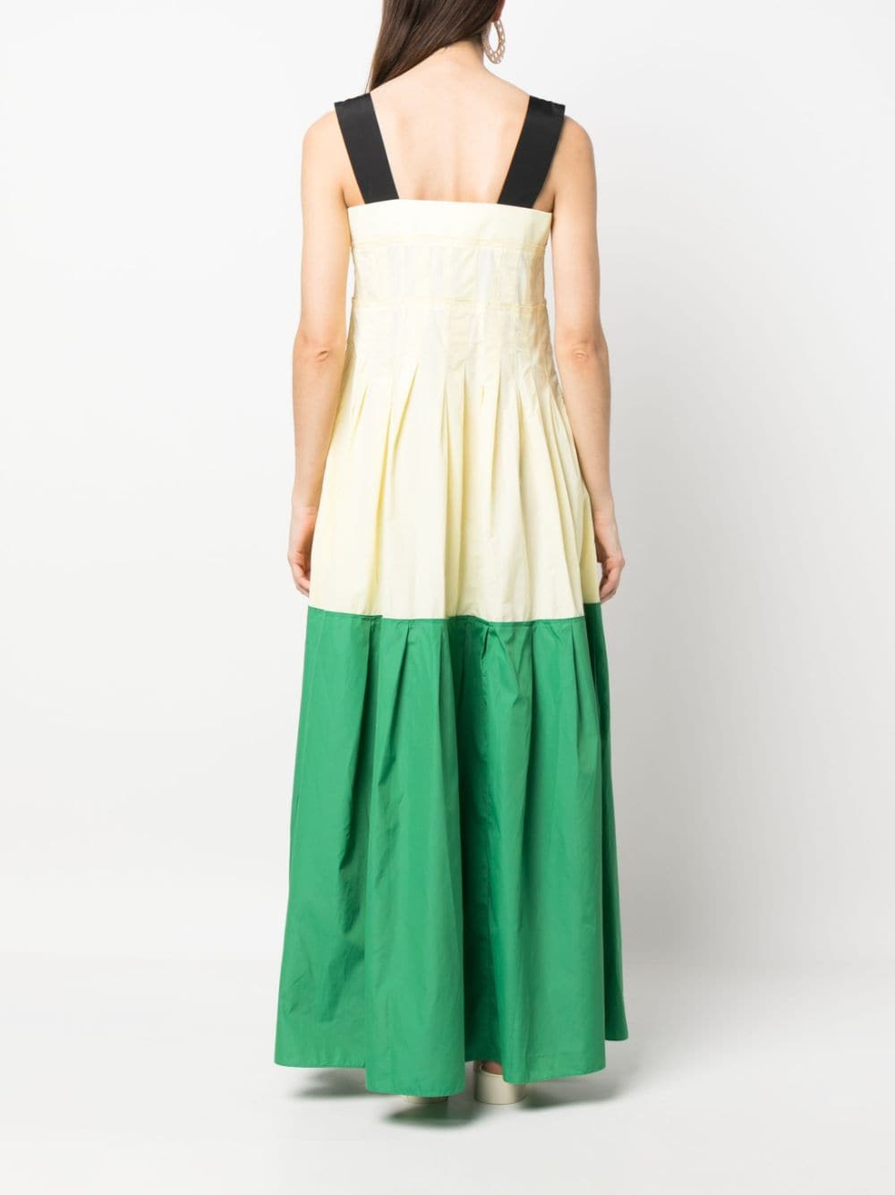 Shop Plan C Pleat-detail Cotton Maxi Dress In Neutrals